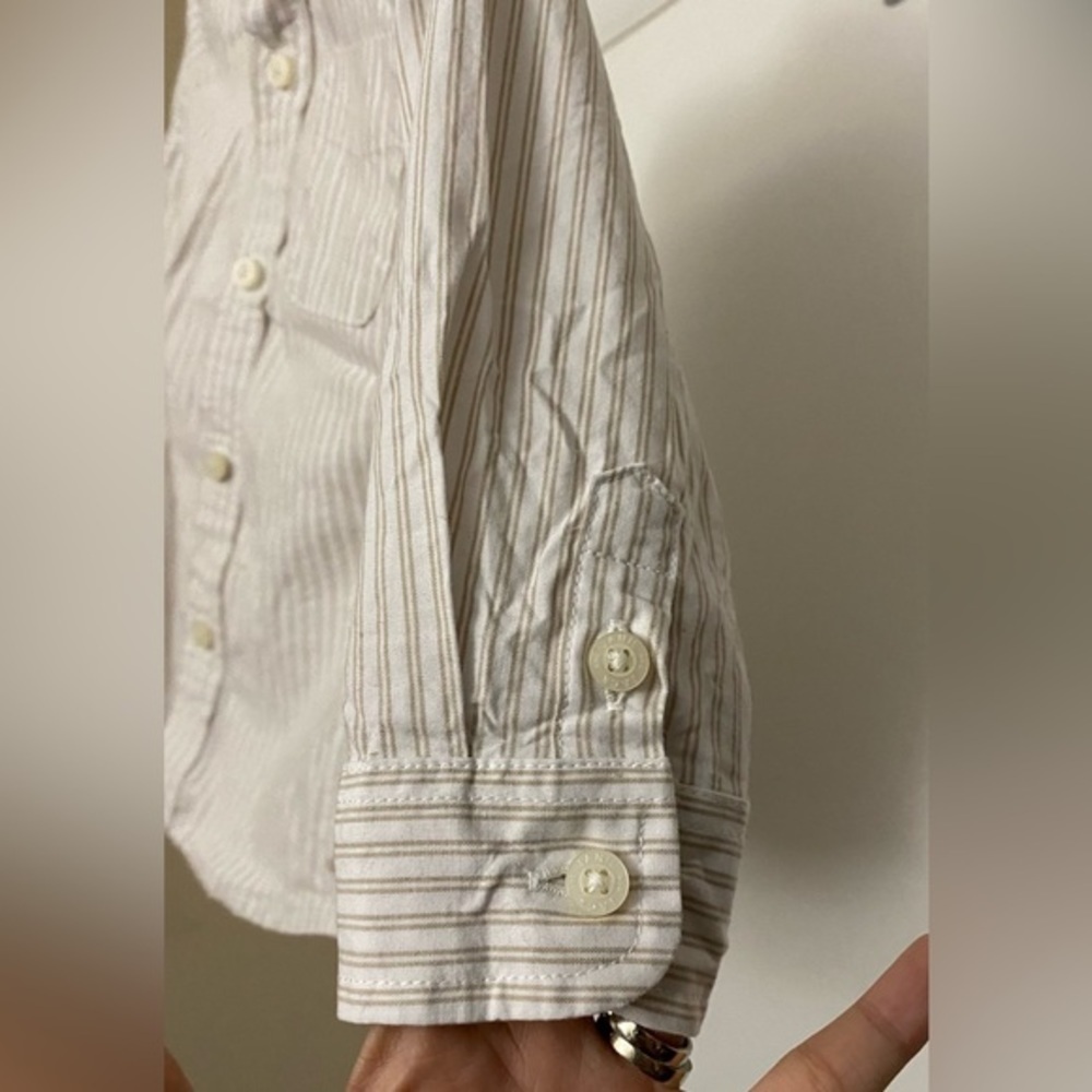 Janie and Jack Striped Button Down Cotton Long Sleeve 12-18M - Picture 4 of 6